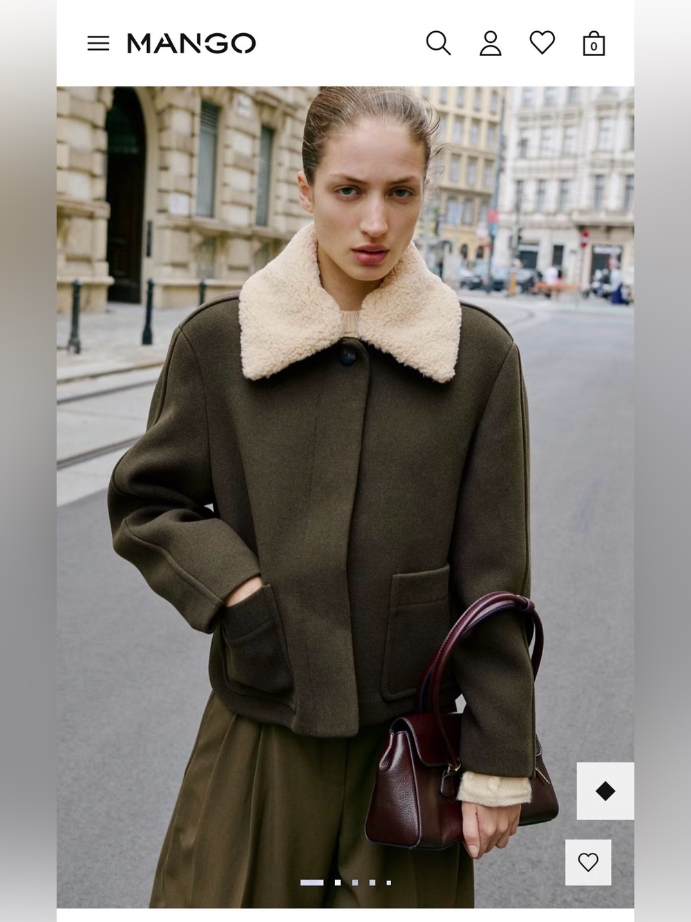 Mango Wool-Blend Jacket with Detachable Shearling Collar